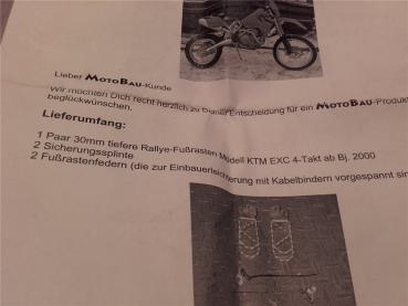 Beta RR 2T 4T alle KTM EXC ab 2000 Motobau tiefergelegte Fussrasten um ca. 3cm