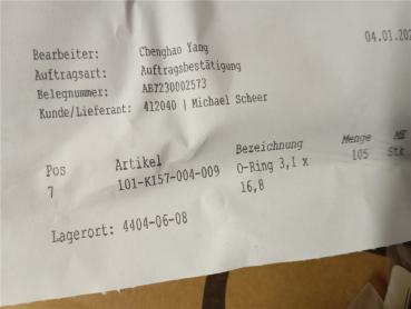 Sachs SFM Roadster125 ZZ125 ZX125 ab 2009 O-ring Öleinfüllstutzen Öleinfüllschraube 3,1X16,8 qingqi Motobi misano125 Kreidler Mash K157FMI QM125-2D