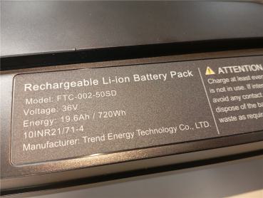 Fantic Akku Batterie 720 WH 2019-2025 XMF XMF XEF XXF FTC-002.50SD 1.7 1.8 1.9 2.0