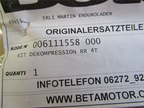 Beta RR350 RR400 RR450 RR498 Kit Dekompression Dekokit Nachrüstung von 2010-2012