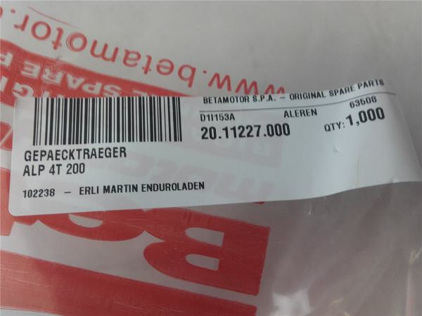 Beta Alp200 Alp125 Urban200 Urban125 ab 2008 Gepäckträger Topcaseträger Halter NEU