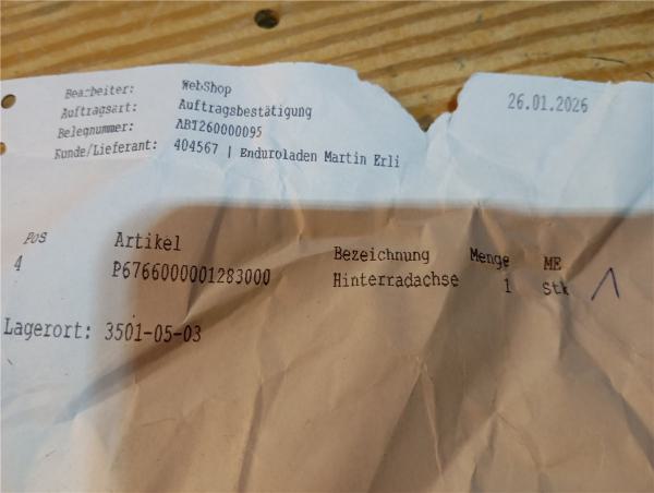 Sachs ZZ ZX ZZ125 ZX125 125 4Takt ab 2013 Achse hinten Hinterradachse Radachse axle rear